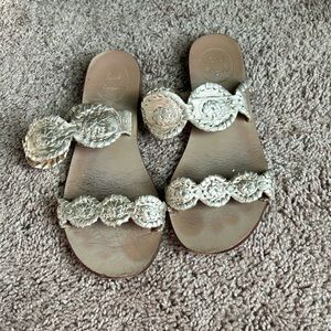 Jack Rogers gold sandals Lauren flat